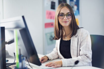 Businesswoman working on her Computer in Home Office